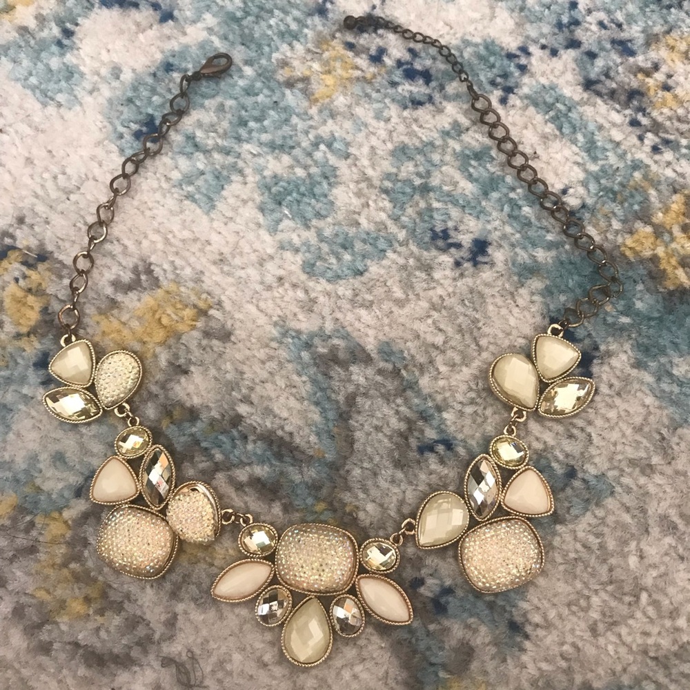 INC White & gold statement necklace